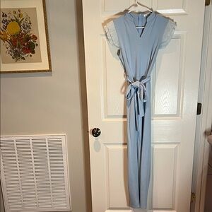 Elegant Blue Jumpsuit with Tie Waist